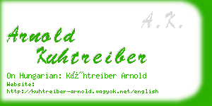 arnold kuhtreiber business card